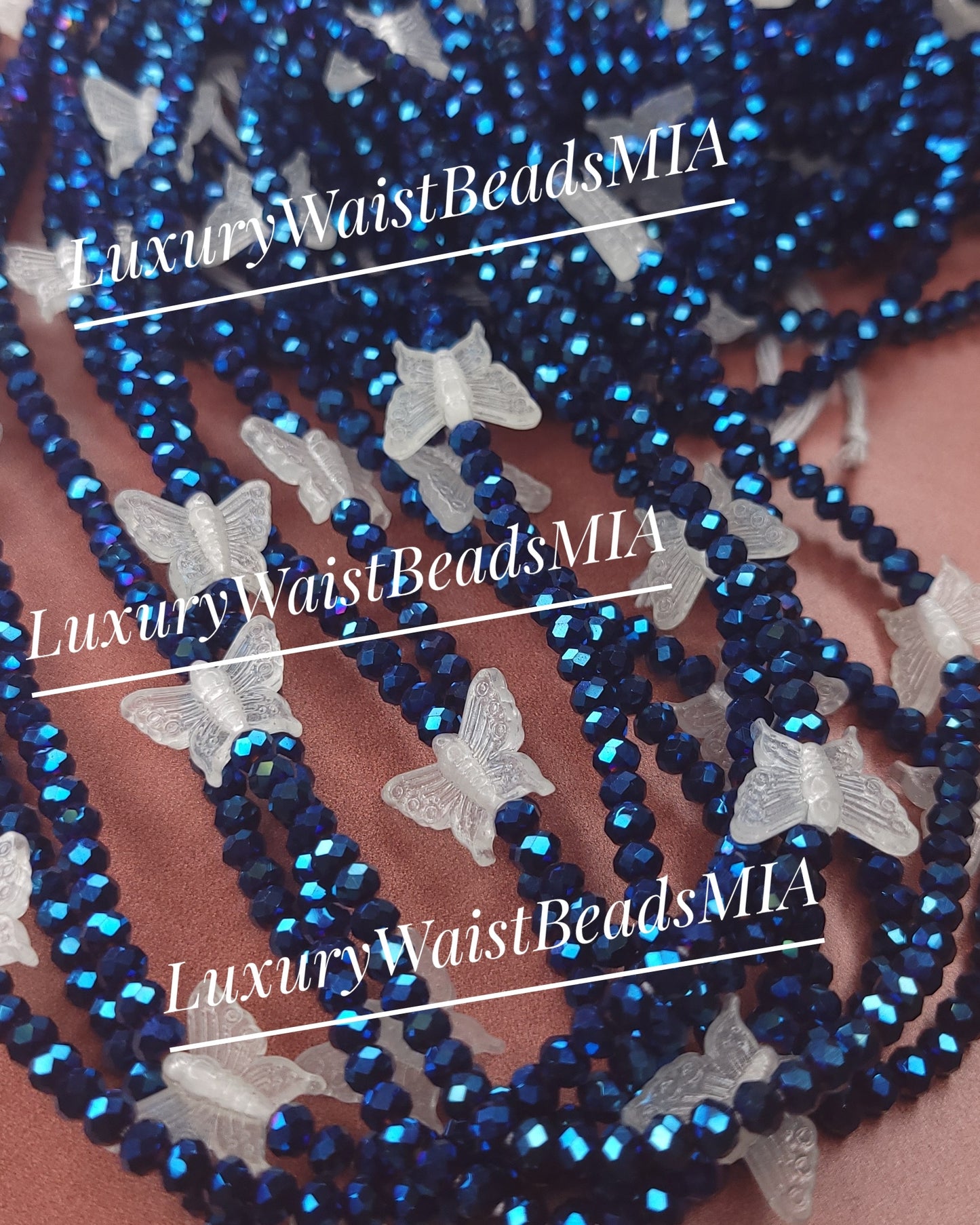Glow Butterflies in Dark Royal Blue Crystals